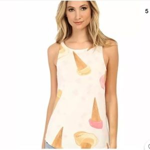Chaser Burnout Tank Top Womens Size XS Novelty Ice Cream Cone Print NEW W TAGS